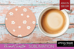 Pink Minimalist Round Coaster - Abstract Modern Coaster PNG Product Image 1