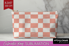 Pink Minimalist Cosmetic Bag - Abstract Modern Makeup Bag Product Image 1