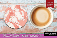 Pink Minimalist Round Coaster - Abstract Modern Coaster PNG Product Image 1