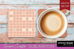 Pink Minimalist Square Coaster - Abstract Modern Coaster PNG Product Image 1