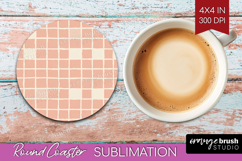 Pink Minimalist Round Coaster - Abstract Modern Coaster PNG Product Image 1