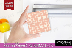 Pink Minimalist Magnet Sublimation - Abstract Modern Square Product Image 1