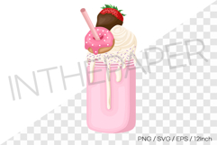 Chocostrawberry pink monster milkshake PNG EPS SVG vector Product Image 1