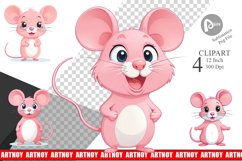 Pink Mouse Valentine Clipart Product Image 1
