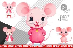 Pink Mouse Valentine Clipart Product Image 1