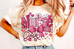 Nurse Valentine's Day PNG, Nurse Mom PNG, Coquette Bow PNG Product Image 2