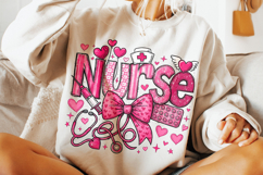 Nurse Valentine's Day PNG, Nurse Mom PNG, Coquette Bow PNG Product Image 3