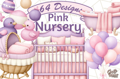 Baby Nursery Clipart PNG, Pink Purple Baby Shower Decor Product Image 1