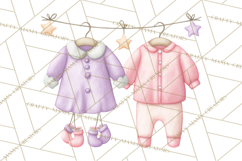 Baby Nursery Clipart PNG, Pink Purple Baby Shower Decor Product Image 3