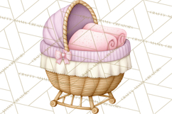 Baby Nursery Clipart PNG, Pink Purple Baby Shower Decor Product Image 5