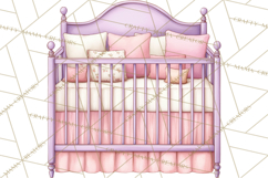 Baby Nursery Clipart PNG, Pink Purple Baby Shower Decor Product Image 3