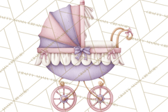 Baby Nursery Clipart PNG, Pink Purple Baby Shower Decor Product Image 4