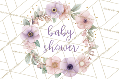 Baby Nursery Clipart PNG, Pink Purple Baby Shower Decor Product Image 5