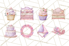 Baby Nursery Clipart PNG, Pink Purple Baby Shower Decor Product Image 8
