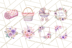 Baby Nursery Clipart PNG, Pink Purple Baby Shower Decor Product Image 2