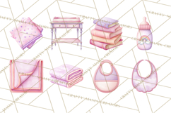 Baby Nursery Clipart PNG, Pink Purple Baby Shower Decor Product Image 5