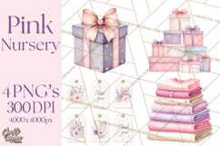 Baby Nursery Clipart PNG, Pink Purple Baby Shower Decor Product Image 1