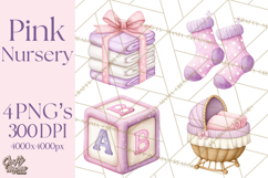 Baby Nursery Clipart PNG, Pink Purple Baby Shower Decor Product Image 1