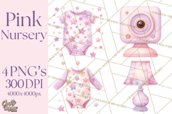 Baby Nursery Clipart PNG, Pink Purple Baby Shower Decor Product Image 1