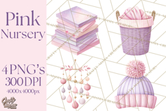 Baby Nursery Clipart PNG, Pink Purple Baby Shower Decor Product Image 1