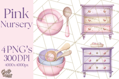 Baby Nursery Clipart PNG, Pink Purple Baby Shower Decor Product Image 1