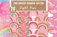 Pink Nursery Rainbow Patterns Digital Paper Bundle Product Image 1