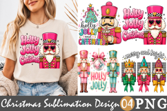 Pink Nutcracker Christmas Sublimation Holly Jolly Holiday Product Image 1
