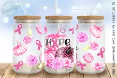 Pink october 16 oz libbey glass can, breast cancer awareness Product Image 1