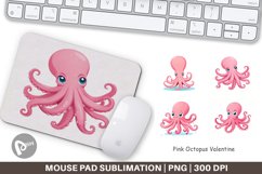 Mouse Pad Pink Octopus Valentine Product Image 1