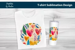 Pink orange hearts and leaves on beige TShirt Background
