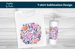 Pink orange hearts and leaves TShirt Background