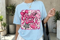 Pink Out Cheer Football Breast Cancer PNG Product Image 3