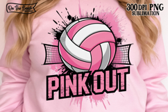 Pink Out Volleyball PNG Breast Cancer Awareness Ribbon DTF