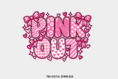 PINK OUT Coquette Sublimation Design, october png Product Image 1