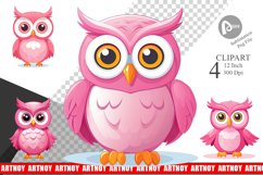 Pink Owl Valentine Clipart Product Image 1