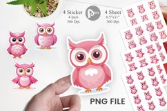 Pink Owl Valentine Sticker Product Image 1