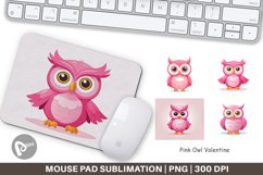 Mouse Pad Pink Owl Valentine Product Image 1