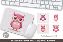 Mouse Pad Pink Owl Valentine Product Image 1