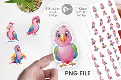 Pink Parrot Valentine Sticker Product Image 1
