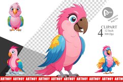 Pink Parrot Valentine Clipart Product Image 1