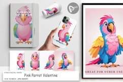 Digital Paper Pink Parrot Valentine Product Image 1
