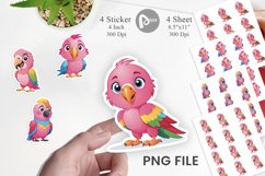 Pink Parrot Valentine Sticker Product Image 1