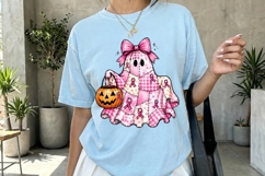 Pink Patchwork Ghost Halloween PNG Product Image 3