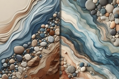 Serene Riverbed A Blend of Blues and Browns Backgrounds Product Image 2