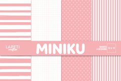 Pink digital paper with stripe grid and star patterns for scrapbooking