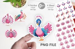 Pink Peacock Valentine Sticker Product Image 1
