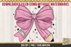 Pink Pencil Coquette Bow is a professional design that is available at 300dpi PNG to use for Sublimation, iron-on transfer, DTG Printing and normal printing.