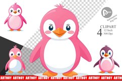 Pink Penguin Valentine Clipart Product Image 1