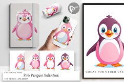 Digital Paper Pink Penguin Valentine Product Image 1