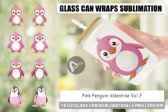 Glass Can Wraps Pink Penguin Valentine Product Image 1